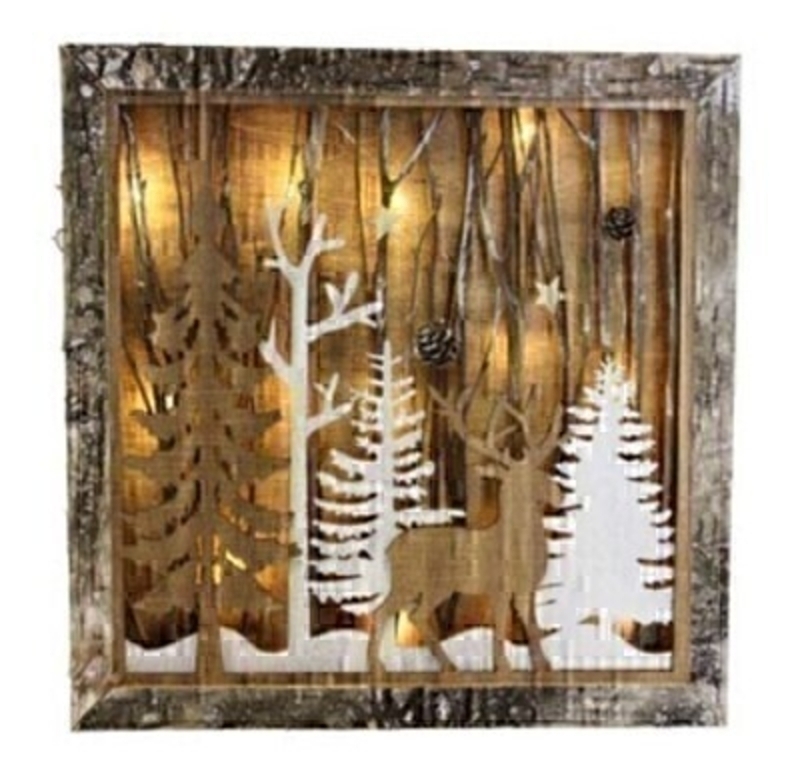 Light up your home with beautifully detailed square shaped light box. The festive scene lightbox shows Christmas Trees and Reindeers in a night time forest setting and looks just as lovely when the light is not switched on (batteries not included). This fesive Christmas ornament by Gisela Graham will delight for years to come. It will compliment any home and will bring Christmas cheer year after year. Remember Booker Flowers and Gifts for Gisela Graham Christmas Decorations.
